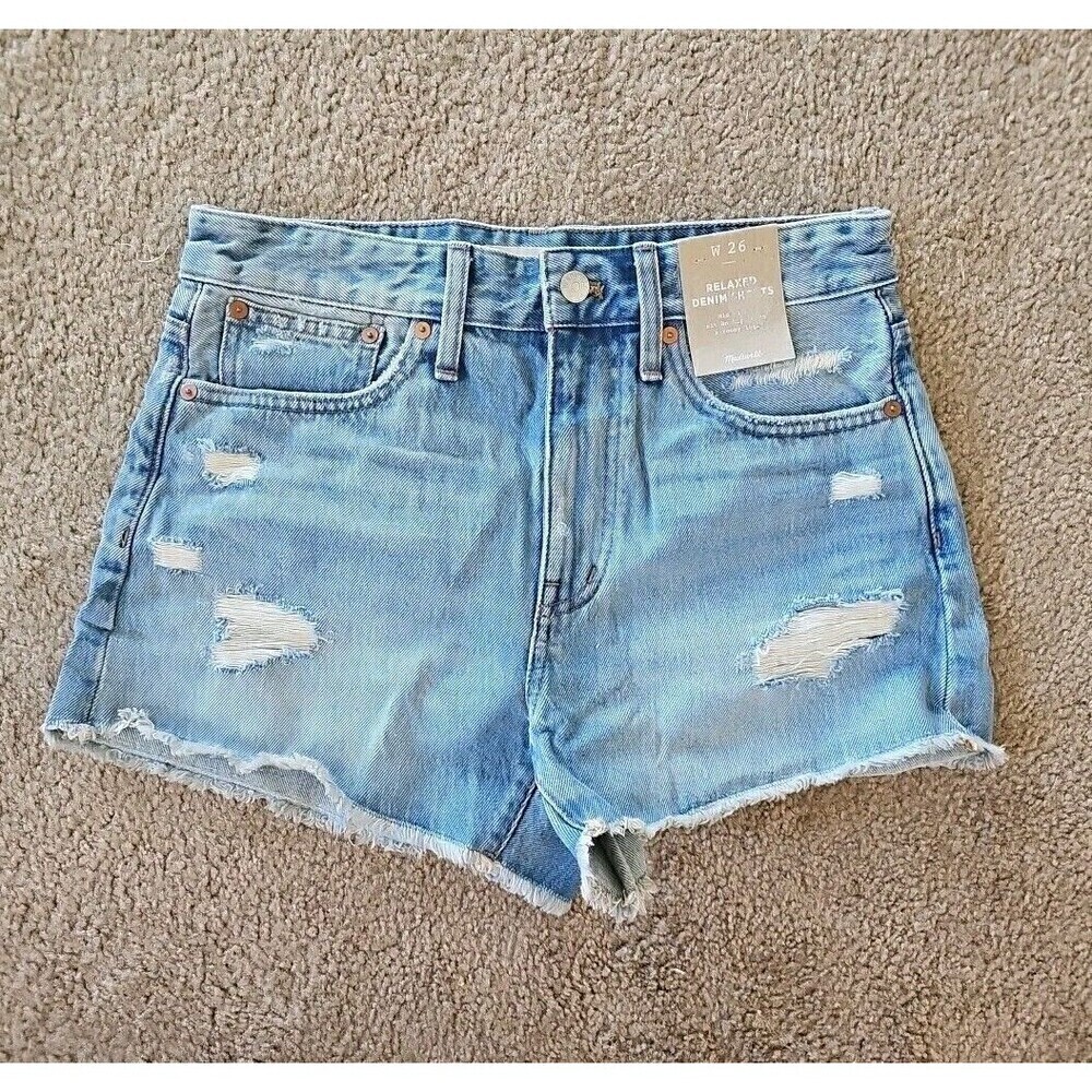 Madewell Womens Size 26 Relaxed Mid Rise Denim Shorts Renfield Wash
